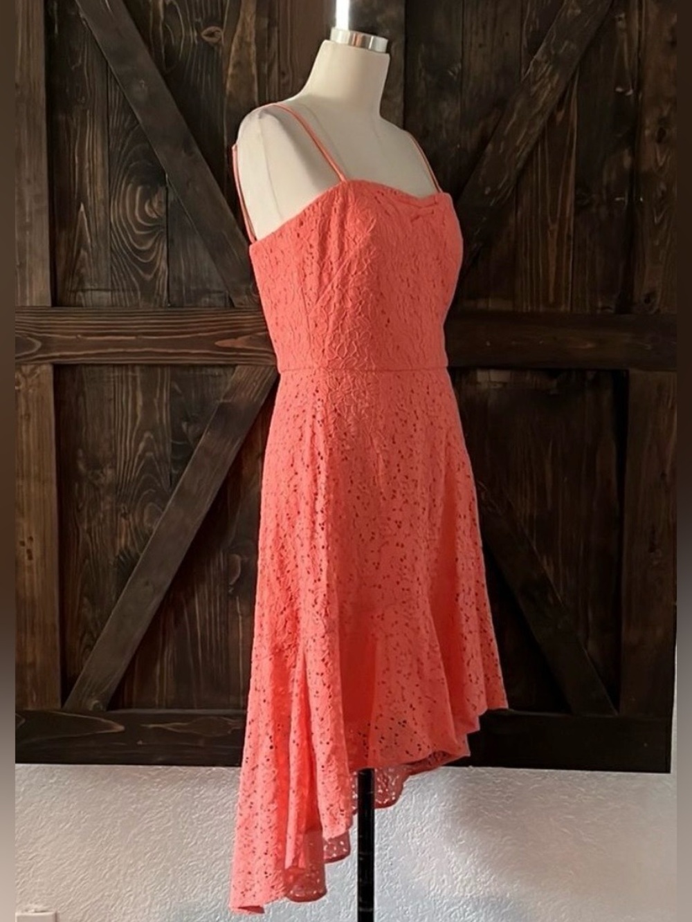 Betsey Johnson Coral Lace High-Low Dress